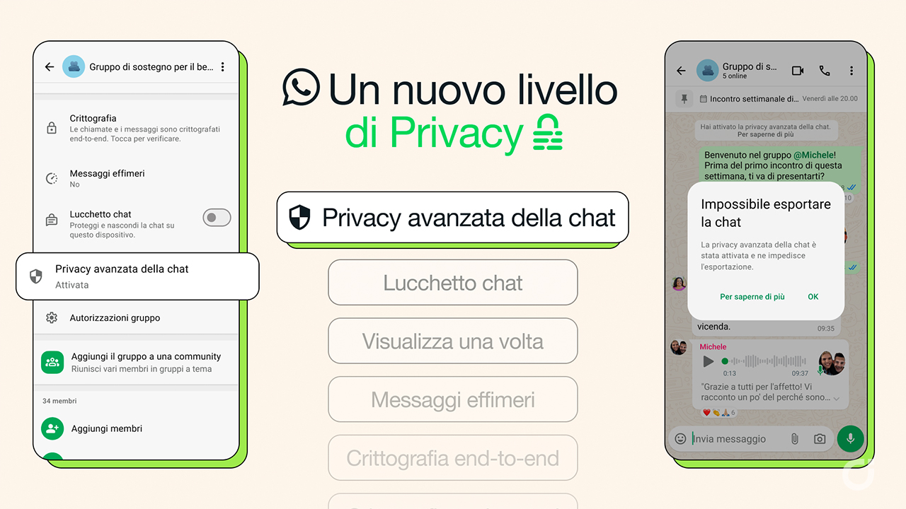 WhatsApp lancia la Privacy avanzata della chat: ecco come funziona